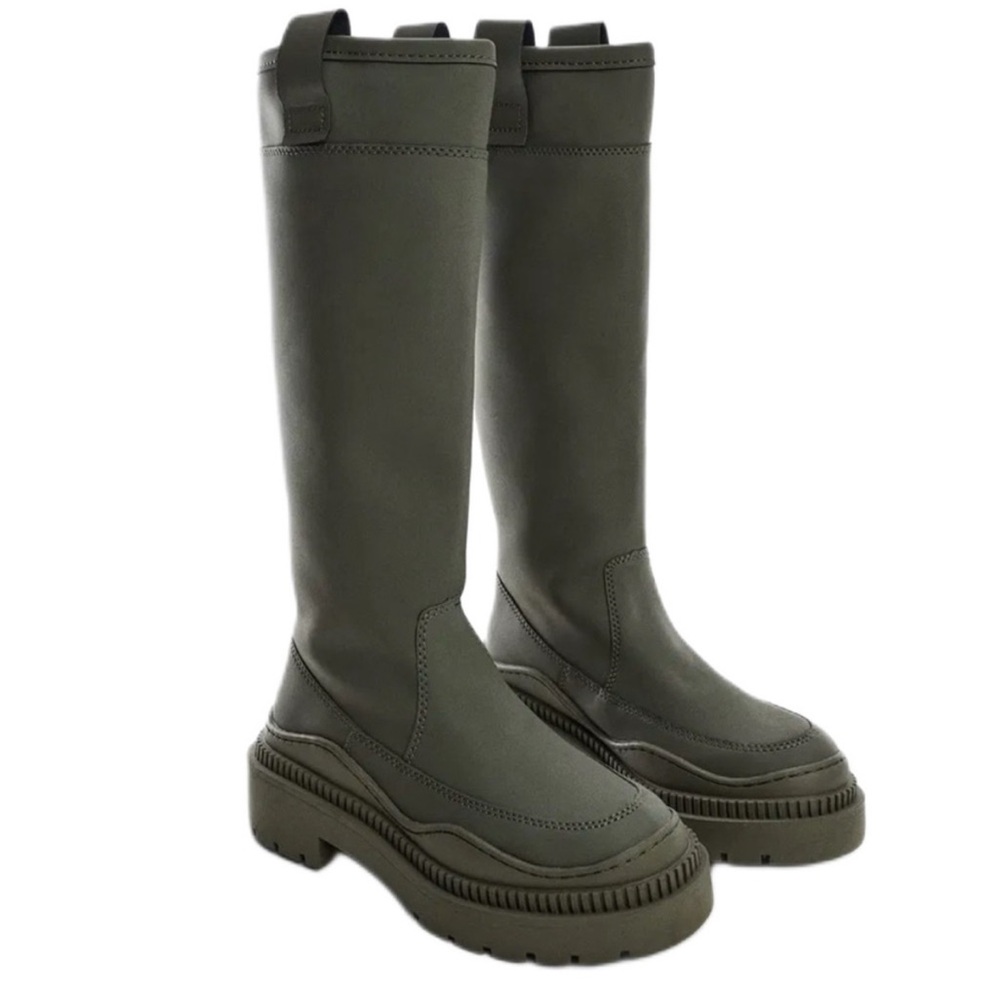 Mango Olive Green Knee-High Rain Boots